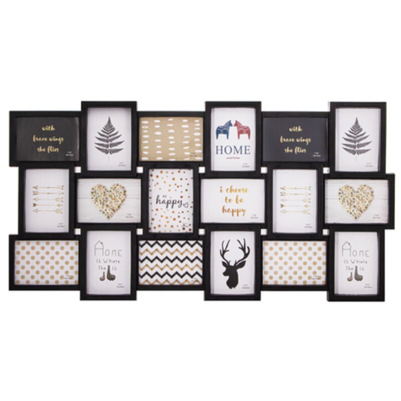 SPRINGOS Bilderrahmen 18 Fotos Collage Hoch-Querformat Kunststoffrahmen Mehrfachrahmen