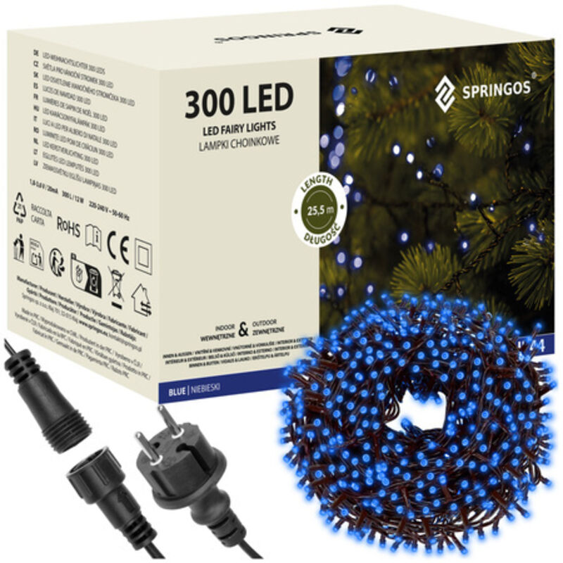 SPRINGOS LED-Lichterkette 19,5 m 300 LEDs Innen Außen Weihnachtsbeleuchtung IP44 Lichtergirlande
