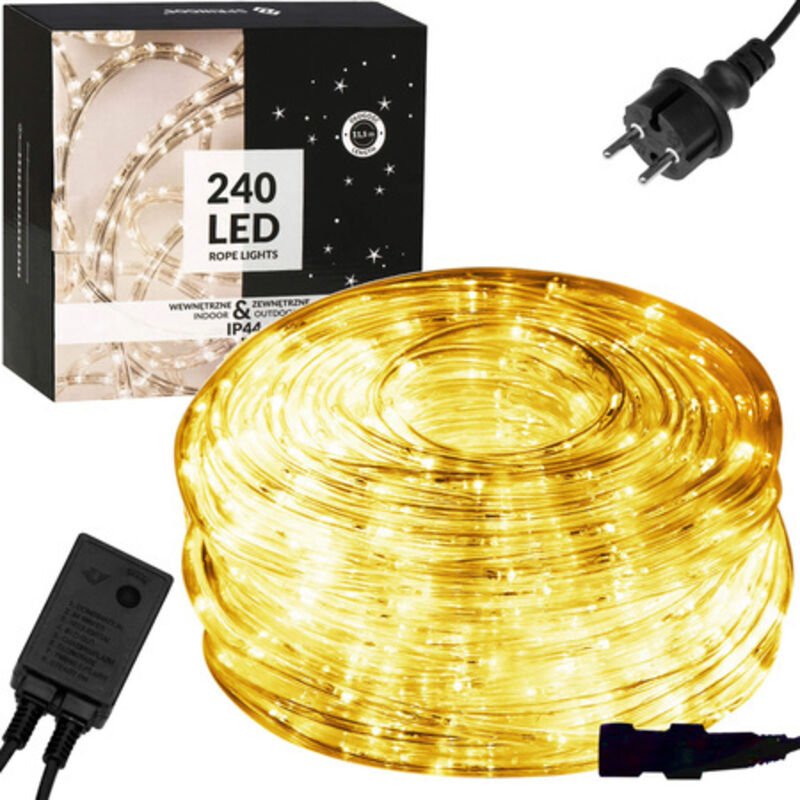 SPRINGOS LED Lichtschlauch 240 LED Lichterkette 11,5 Meter Programmer 8 Funktionen IP44 Warmweiß Stromversorgung Weihnachtsdekoration Partydekoration