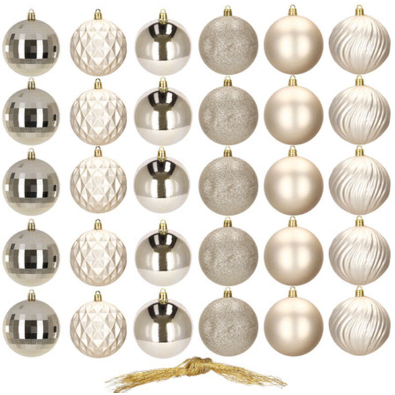 SPRINGOS Weihnachtsbaumkugeln aus Kunststoff 30-teiliges Weihnachtskugeln-Set Durchmesser 8 cm Dekoration für Weihnachten Party Hochzeit