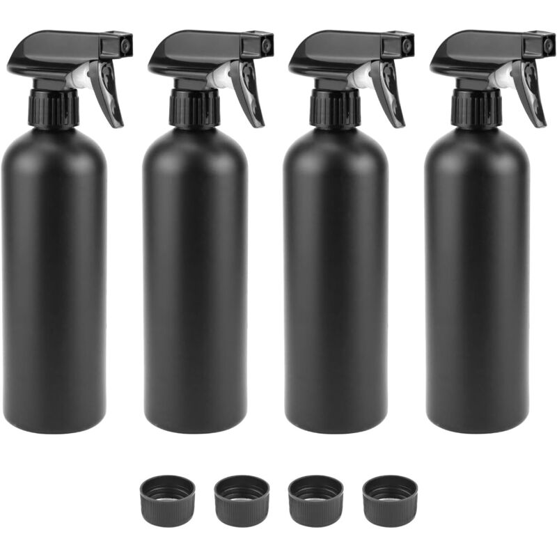Sprühflasche, 500 ml, leer, schwarz, für Friseur, Blumen, Pflanzenpflege, Reinigung, 4 Stück