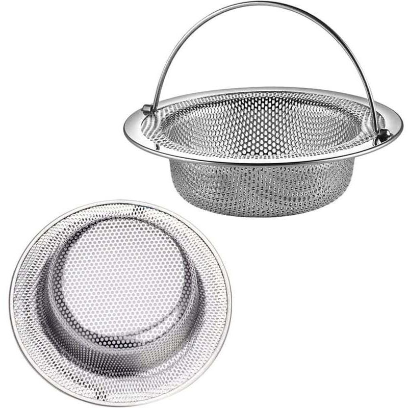 Spülbecken-Sieb, 2-teiliges Spülbecken-Sieb mit Edelstahlgriff, Spülbecken-Siebgitter, Spülbecken-Stöpsel, für Küchen-/Badezimmerspülen,