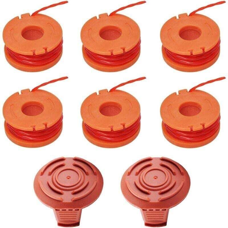 Spulen für alle Rasentrimmer, kompatibel mit Worx WG154 WG163 WG180 WG175 WG155 WG151 WG160 Rasenmäher-Rasentrimmer-Ersatzzubehör, mit 2 Kappen