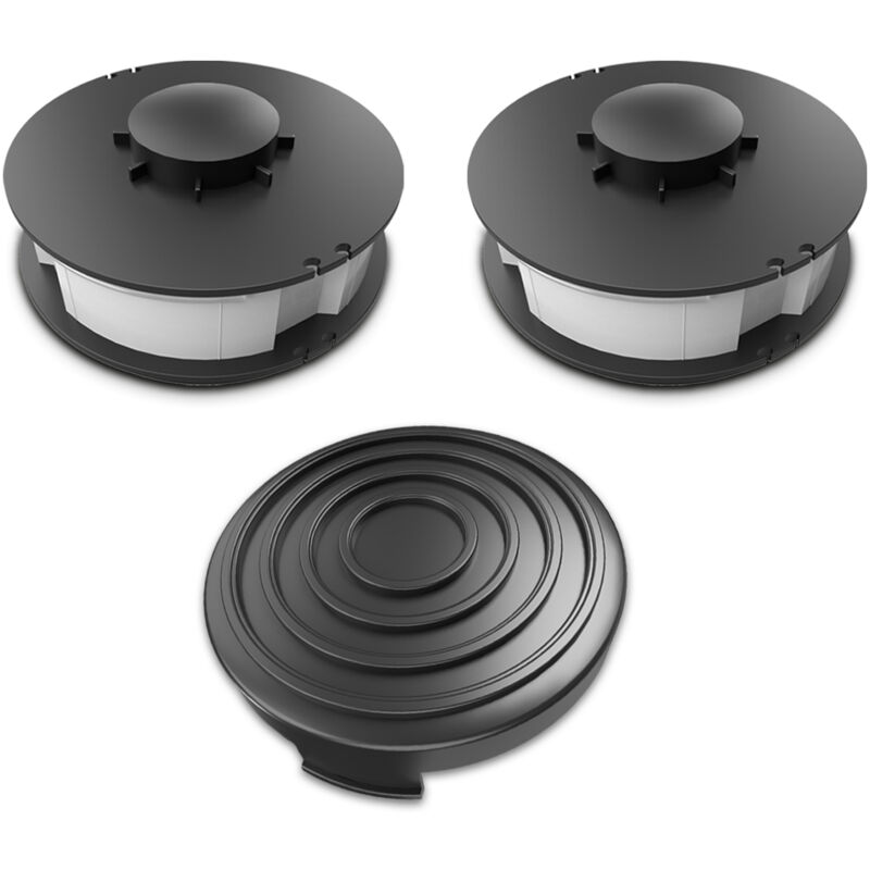 Spulen Set mit Spulendeckel, 2 Ersatz Spulen mit Haube, passend für Einhell Rasentrimmer rtv 400, rtv 550, rtv 550/1