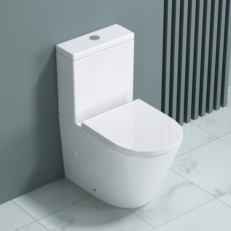Design Stand wc Toilette bodenstehend Tiefspüler mit Silent-Close spülrandlose Toilette spülrandloses wc Aachen179T - Doporro