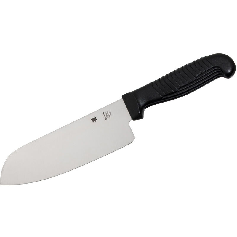 Spyderco - STE-K08PBK Santoku Küchenmesser 17,3 cm lange glatte Klinge MBS-26 Stahl mit schwarzem Polypropylen Griff