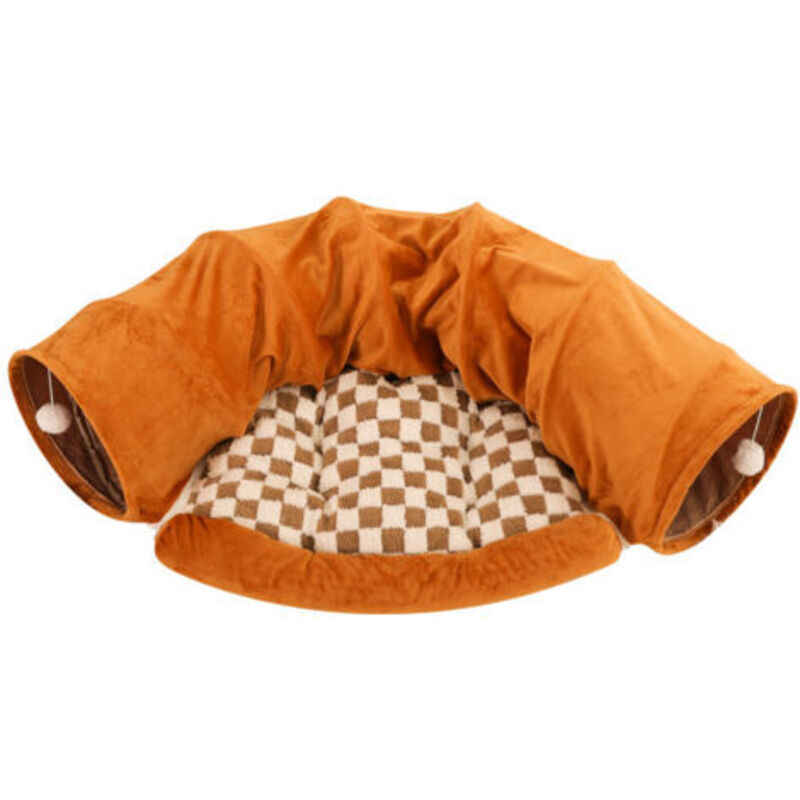 Faltbarer Tunnel für Kaninchen, Spielzeug mit herausnehmbarer Matte, Hundehütte und Versteck für Katzen, Kätzchen, Kaninchen, Meerschweinchen und