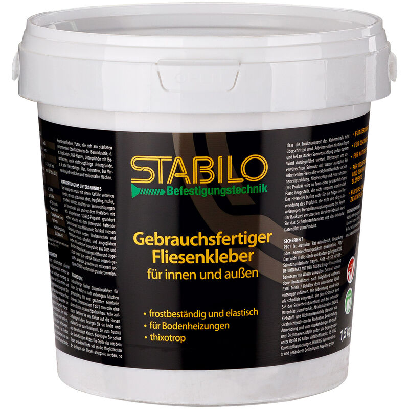 Stabilo Befestigungstechnik - Stabilo Gebrauchsfertiger Fliesenkleber 1,5kg Fertigkleber, Dispersionskleber, Universalkleber