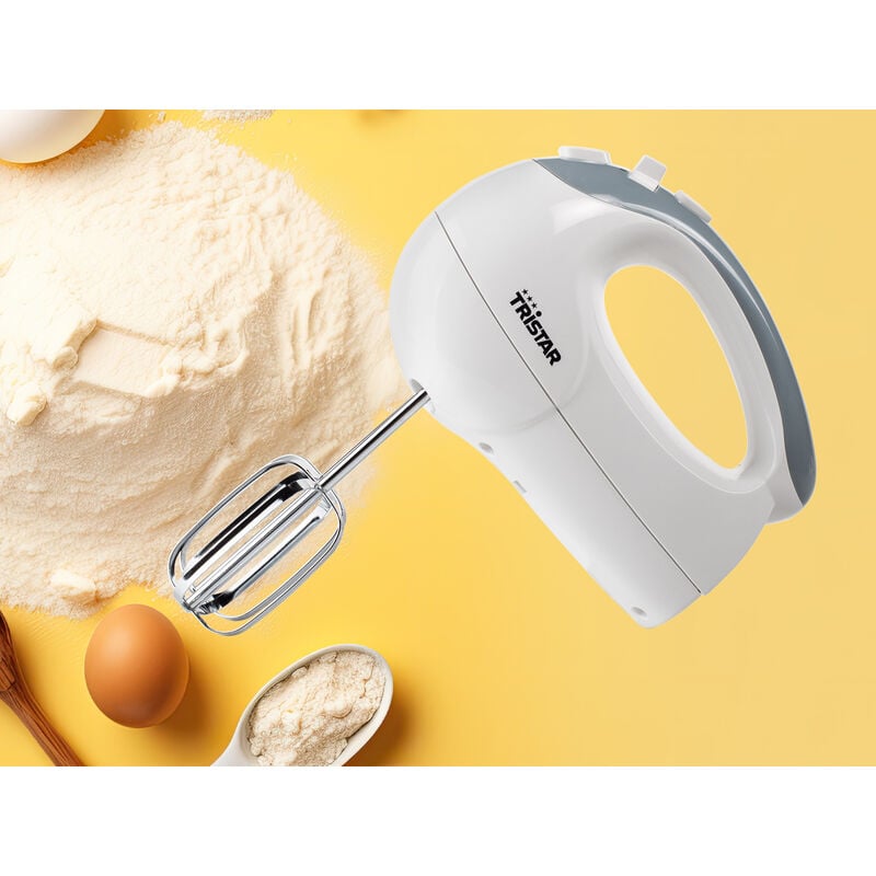 Tristar - Handmixer Kunststoff, 5 Stufen Turbofunktion, 2 Knethaken 2 Quirle, 200Watt