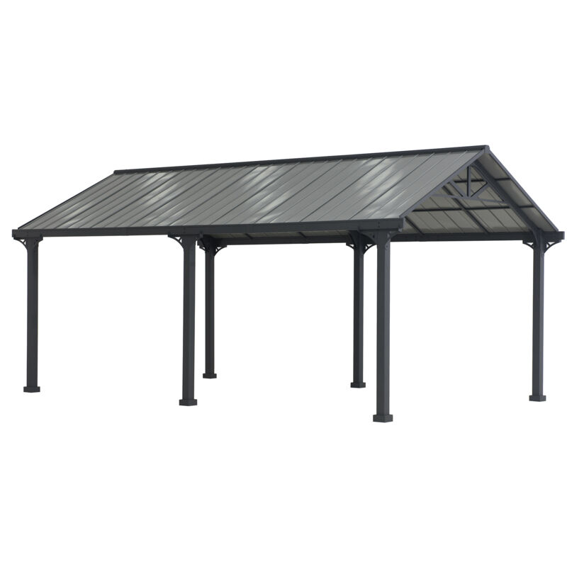 Stahl Carport EIGER in Grau - 367cm x 610cm