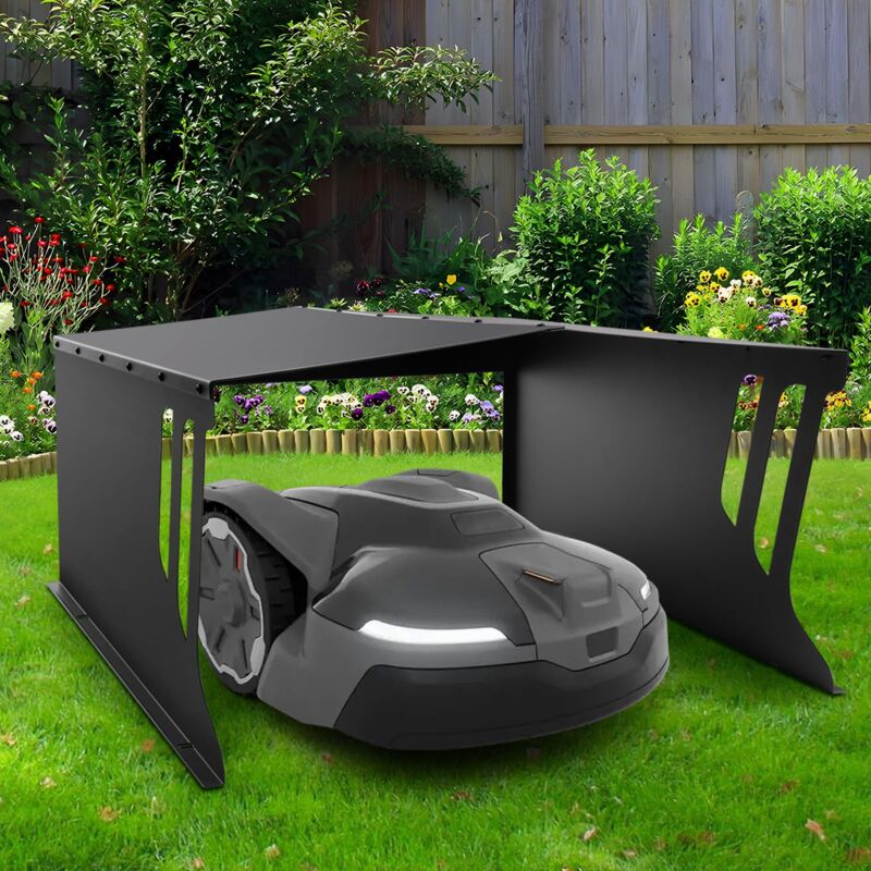 Stahl Mähroboter Garage Dach Carport Überdachung Unterstand für Rasenmäher Rasenroboter, Sonnen- und Regenschutz, Rostfrei, Automower Garten