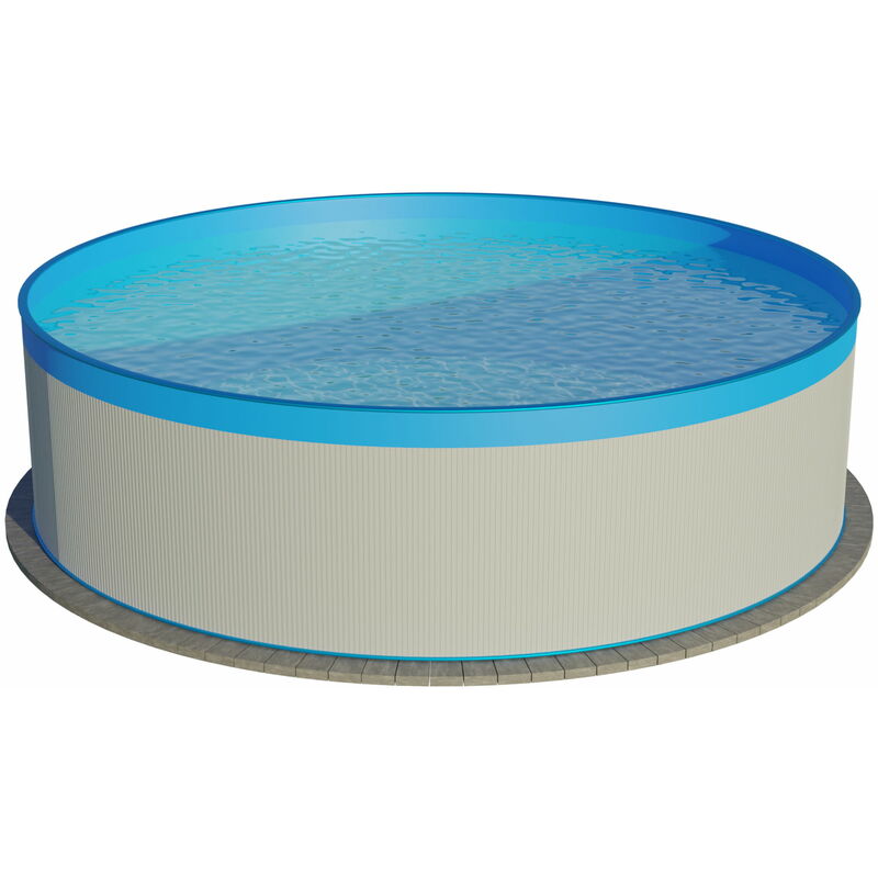 Stahlwandpool rund 550x120 cm, Stahl 0,4 mm weiß, Folie 0,3 mm blau, overlap
