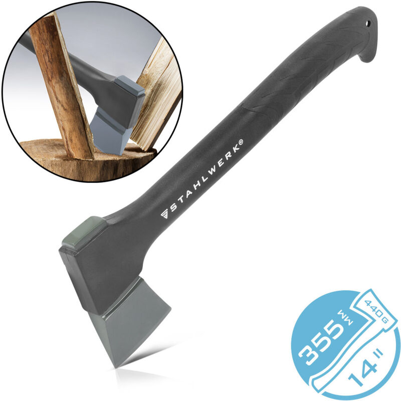 STAHLWERK Axt CA-355 st 355 mm Forstaxt aus Carbon-Stahl mit Fiberglas-Griff