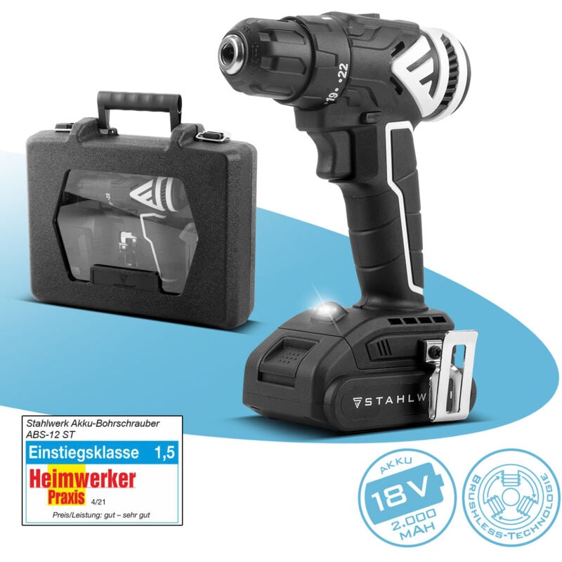 STAHLWERK Akkuschrauber ABS-18 ST mit 18 Volt und Brushless-Technologie