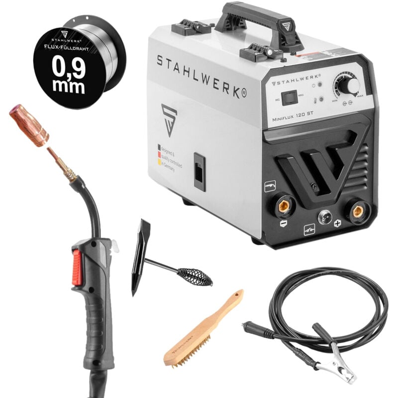 Fülldraht Schweißgerät Mini flux 120 st, 1129, mit synergischem Drahtvorschub und arc - Stahlwerk