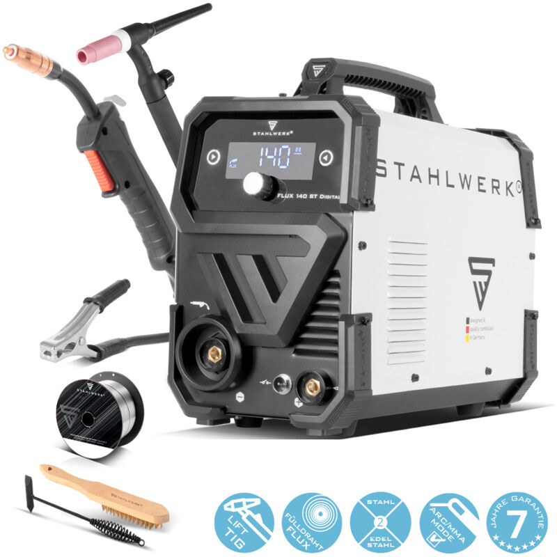 STAHLWERK Schweißgerät FLUX 140 ST Digital Lift TIG Starter Set mit 140 A
