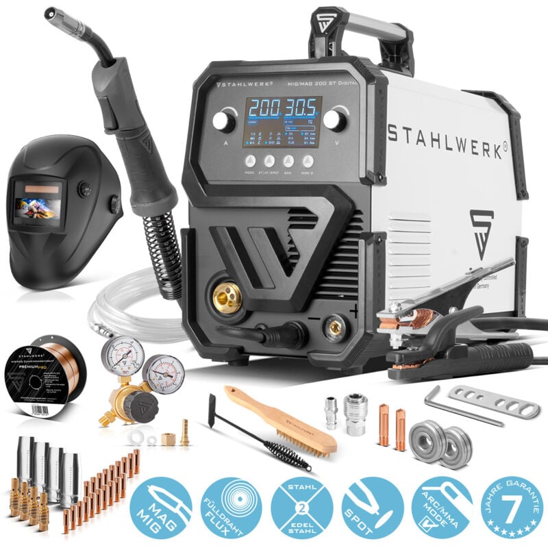 STAHLWERK Schweißgerät MIG MAG 200 ST Digital IGBT Vollausstattung mit 200 A