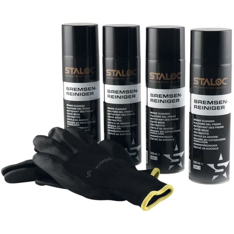 Staloc Bremsenreiniger Spray - Spezialreiniger zur Reinigung und Entfettung, Reinigungsmittel für Bremsen, 500ml - 4 Stück