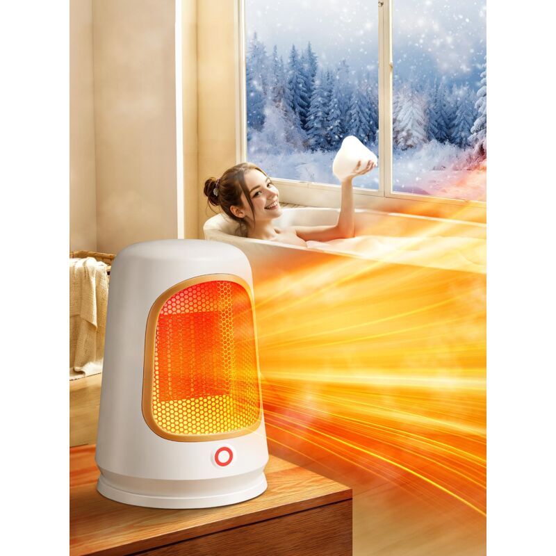 Standheizung, extrem leiser Heizlüfter, kompakter Mini-Elektroheizer, doppelter Schutz, Badezimmer-Heizlüfter – Weiß