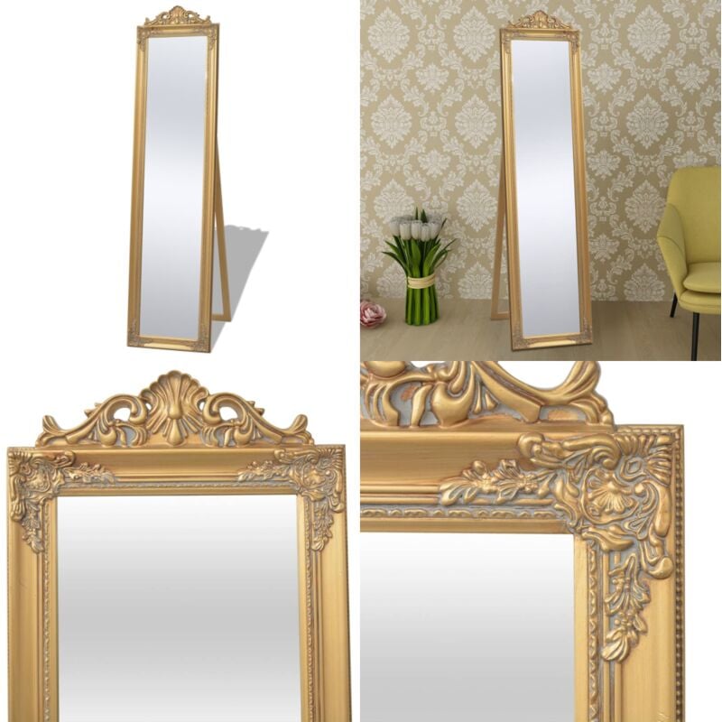 Vidaxl - Standspiegel im Barock-Stil 160x40 cm Golden - Barockstil Spiegel - Wandspiegel - Dekorative Spiegel - Goldene Spiegel - Wohnzimmer Spiegel