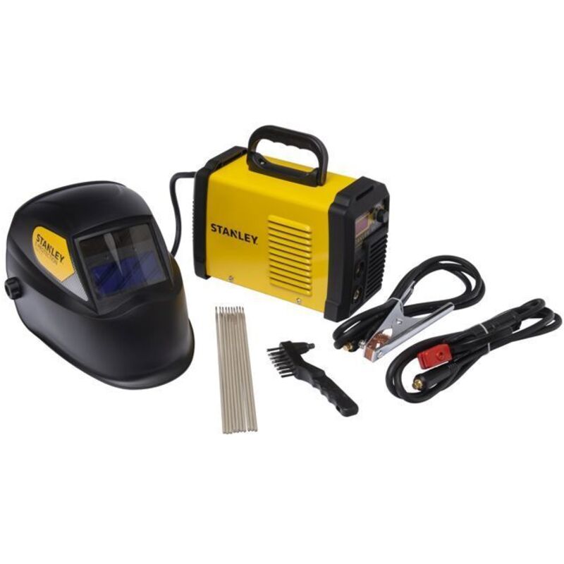 Stanley 460960 First 160 MMA Schweißgeräteset Elektroden Inverter 160A Max mit LCD Haube