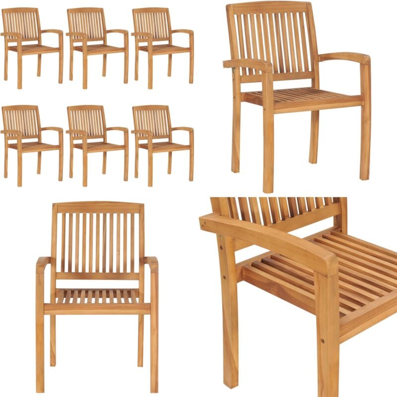Stapelbare Gartenstühle 6 Stk. Massivholz Teak - Gartenstuhl - Gartenstühle - Home & Living