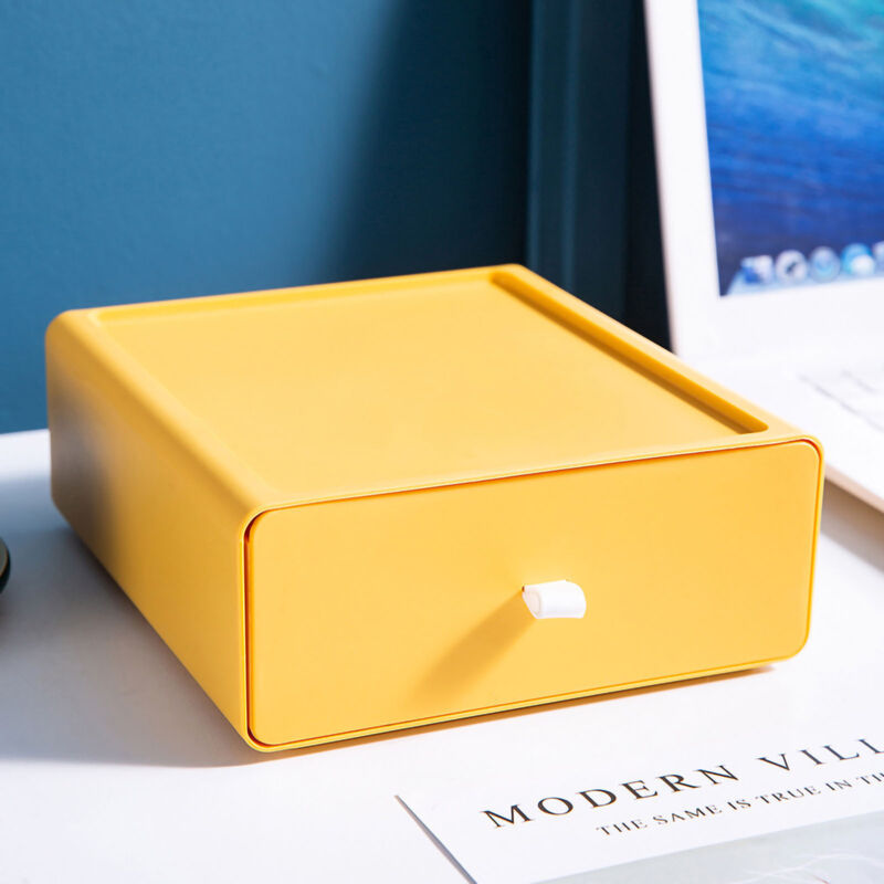 Stapelbare Schreibtisch-Aufbewahrungsbox – Schreibtisch-Organizer mit Schublade, großes Fassungsvermögen für Schulmaterialien, Gelb