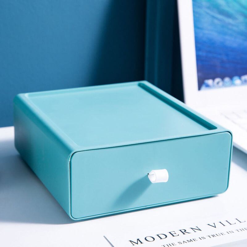 Stapelbare Schreibtisch-Aufbewahrungsbox – Schreibtisch-Organizer mit Schublade, großes Fassungsvermögen und robustes Design für Bürobedarf, Grün