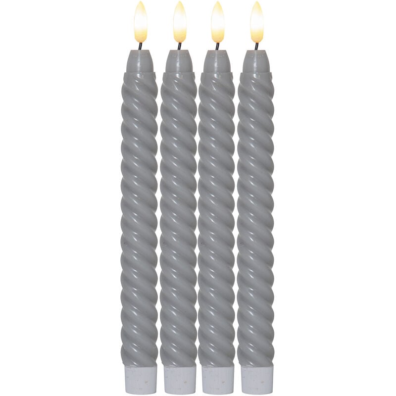 Star Trading - led Kerzen mit Timerfunktion led Stabkerzen grau led Kerzen flackernde Flamme led Kerze mit Timer Kerzen Deko Stabkerzen gedreht