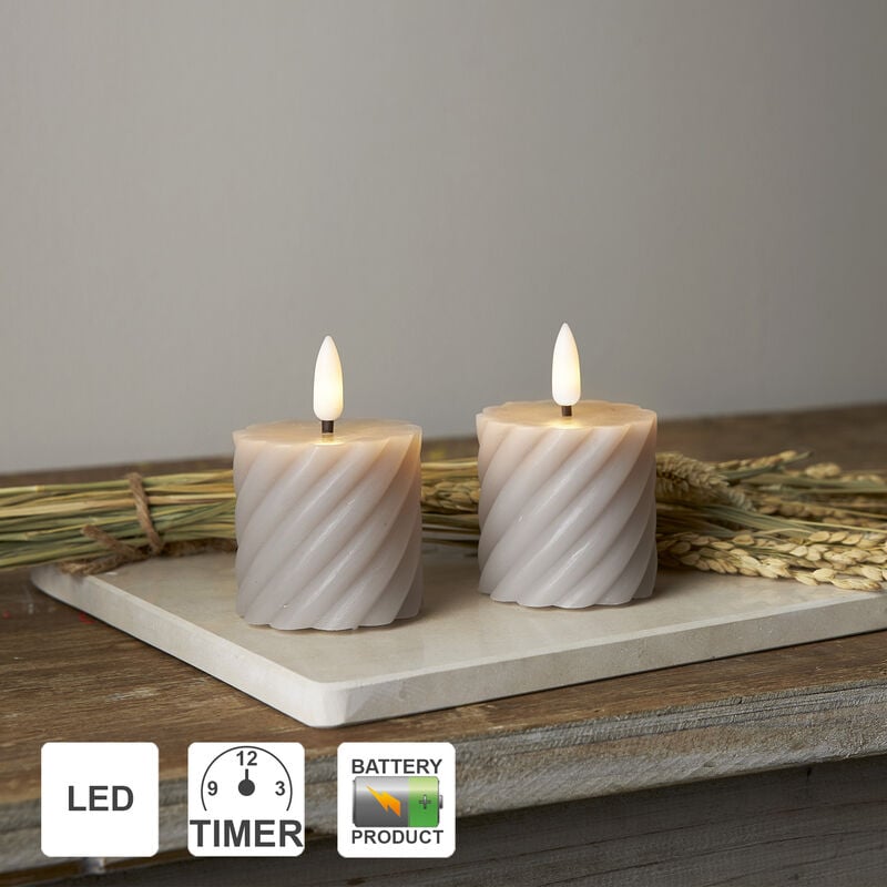 Led Kerzen mit Timerfunktion Stumpenkerzen Grau led Kerze mit Timer Stumpenkerzen Set 4er led Stumpenkerzen mit Timer Gedrehte Kerzen Deko Kerzen