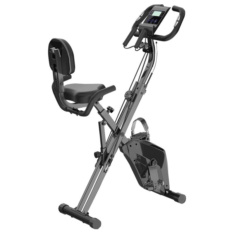 Bigzzia - Heimtrainer Fahrrad Klappbar für Zuhause 4-in-1 faltbarer Heimtrainer mit 8 Stufen verstellbarem Magnetwiderstand und Spannseil, klappbarer