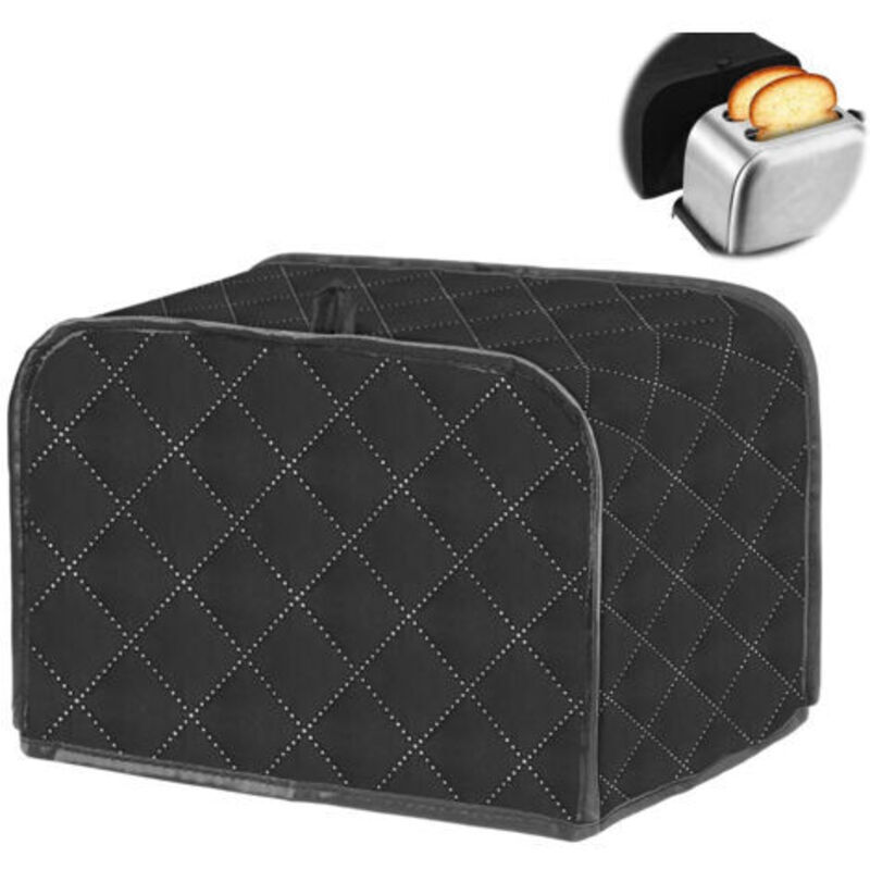Staubdichte Toasterabdeckung für Küchengeräte, aus waschbarem Polyester, geeignet für Brotbackautomaten (schwarz)