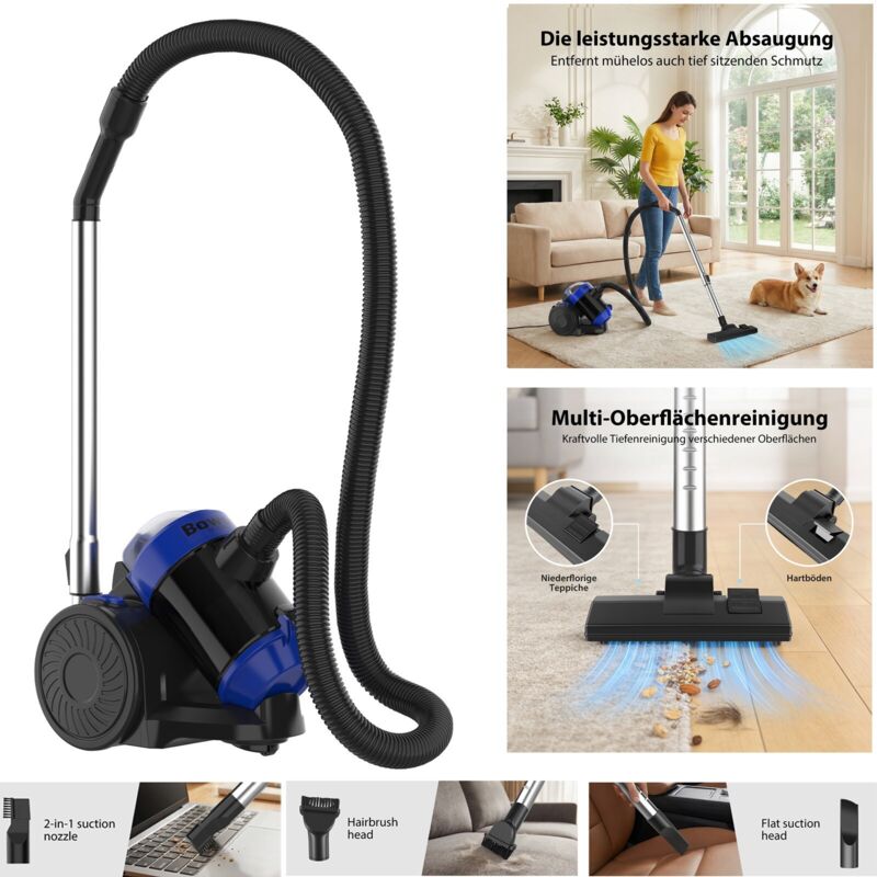 Staubsauger Bodenstaubsauger 3600Watt HEPA Filter Zyklon Beutellos Energiespar