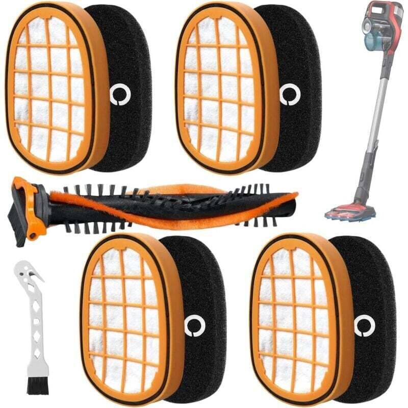 Staubsauger-Filterset für Philips, Filter für Philips mit Walzenbürste und Feinbürste, kompatibel mit FC6728, FC6727 und FC6822