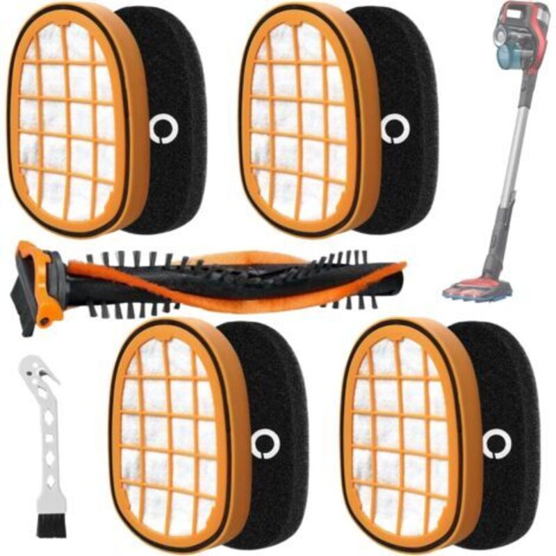 Staubsaugerfilter für Philips Kit, Filter für Philips mit Walzenbürste und Feinbürste, kompatibel mit FC6728 FC6727 FC6822