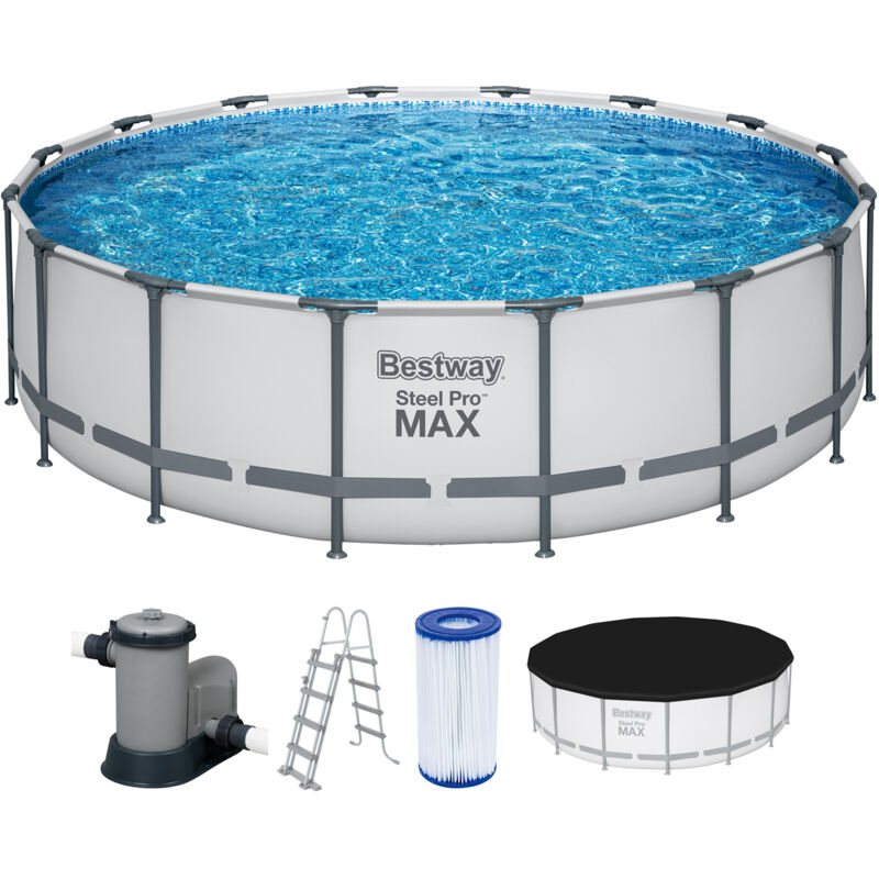 Steel Pro MAX™ Frame Pool Komplett-Set mit Filterpumpe Ø 488 x 122 cm , lichtgrau, rund