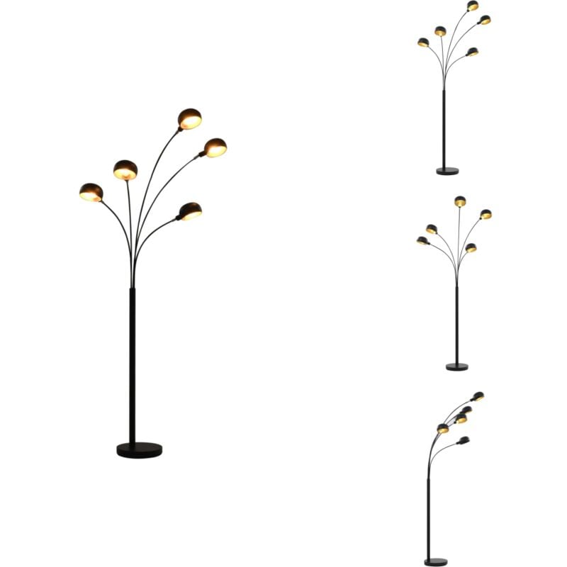 Stehlampe 200 cm 5 x E14 Schwarz und Golden - Stehlampe - Bogenlampe - Wohnzimmerlampe - Esszimmerlampe - Modernes Lichtdesign
