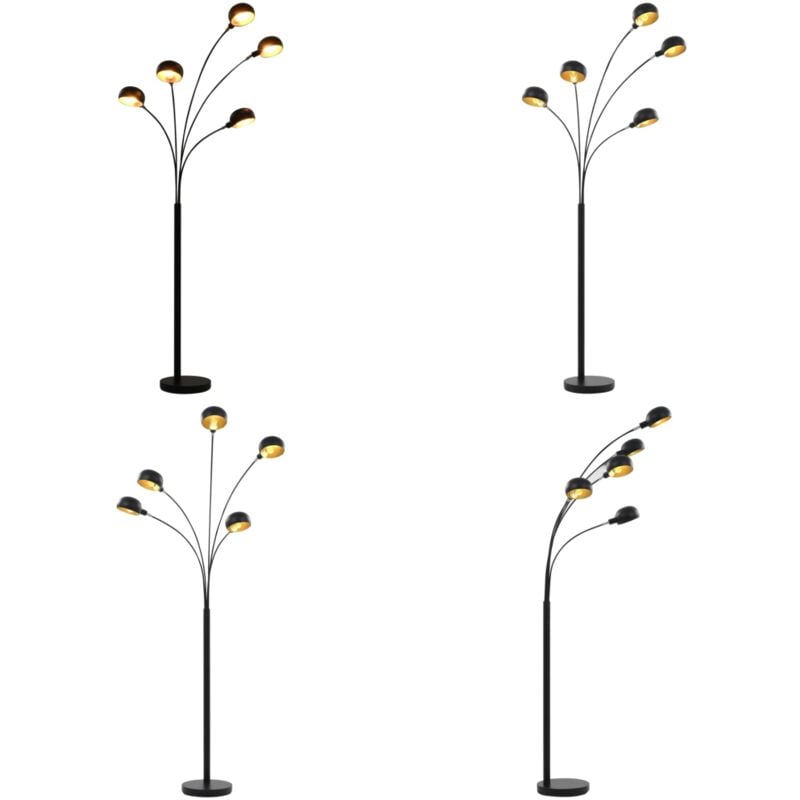 Stehlampe 200 cm 5 x E14 Schwarz und Golden - Stehlampe - Bogenlampe - Wohnzimmerlampe - Esszimmerlampe - Modernes Lichtdesign - Home & Living