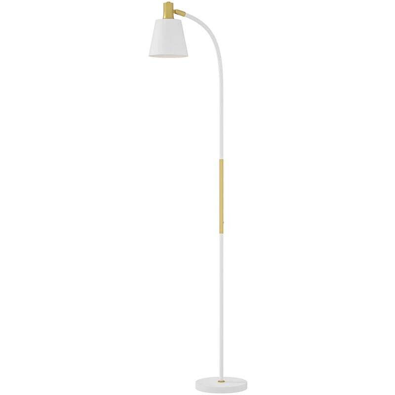 Stehlampe für den Innenbereich, höhenverstellbare Wohnzimmer-Stehlampe (127–160 cm) mit Schalter, E27-Fassung, weiß