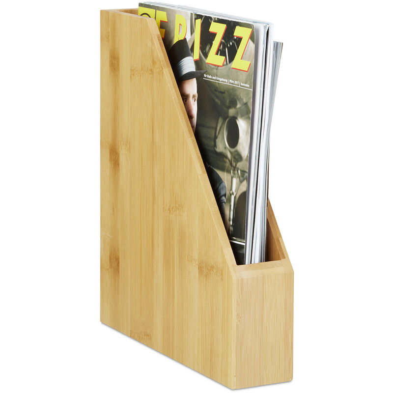 Relaxdays Stehsammler Bambus, A4, Natürlich schöne Maserung, Modern, Papieraufbewahrung, Zeitschriften, Blöcke, Natur