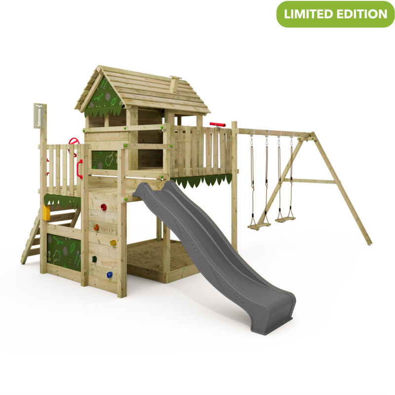 Stelzenhaus Fatmoose MightyMansion Move XXL mit Rutsche und Schaukel in Anthrazit