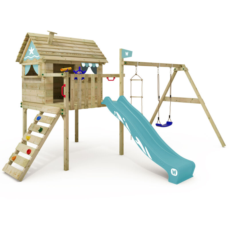 Stelzenhaus Wickey Smart Travel mit Schaukel und Spielhaus in Himmelblau