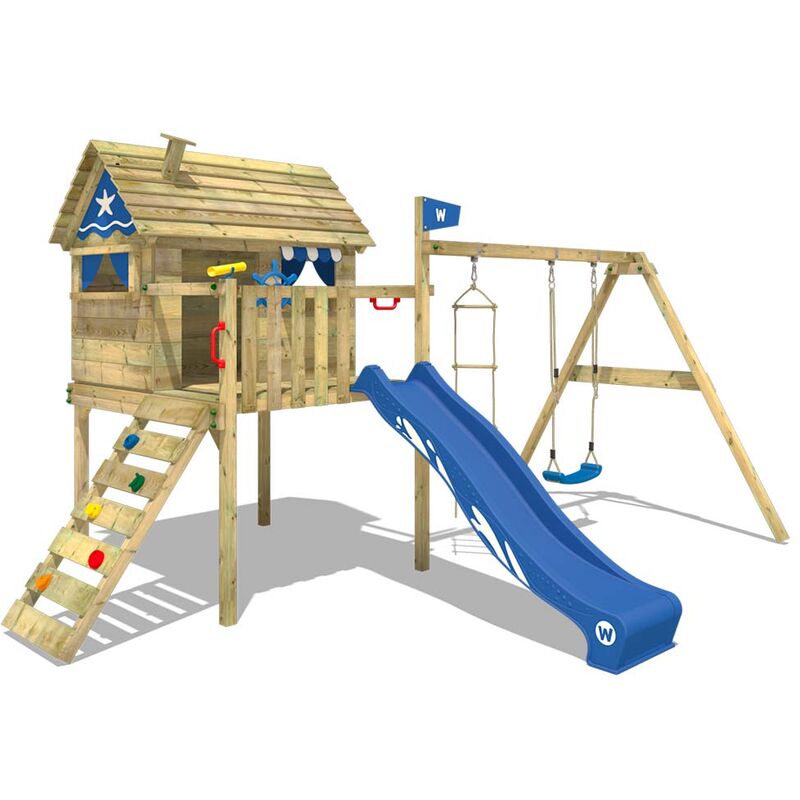 Stelzenhaus Wickey Smart Travel mit Schaukel und Spielhaus in Blau