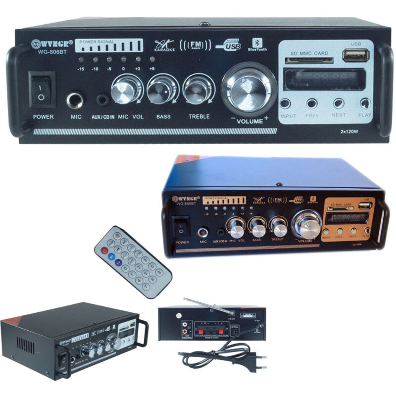 Trade Shop Traesio - Trade Shop - 2-KANAL-STEREO-AUDIOVERSTÄRKER bluetooth-mikrofon usb sd MP3 karaoke 806BT -