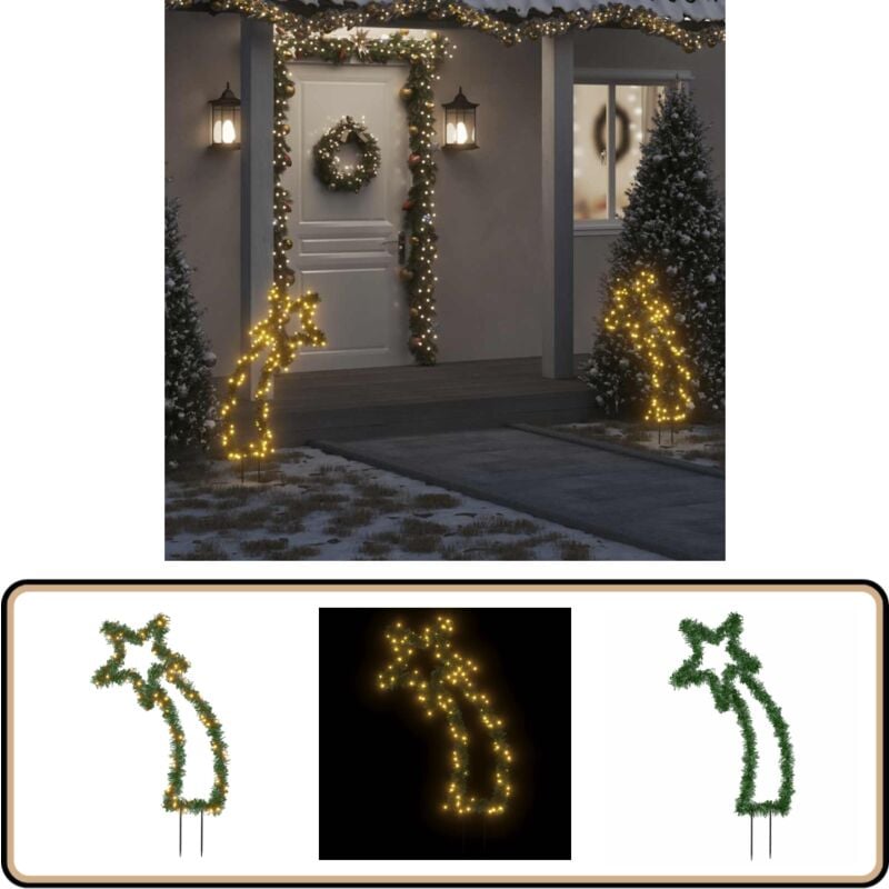 Sternschnuppe mit Erdspießen und 115 LEDs 89 cm - Weihnachtsdeko - Stern - Sternschnuppe - Outdoor Beleuchtung - Indoor Beleuchtung