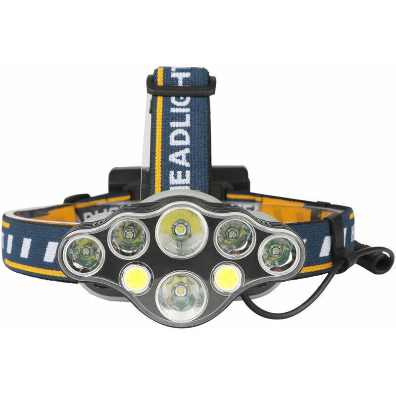 Stirnlampe, 8 LEDs, 18000 Lumen, USB-wiederaufladbar, leistungsstarke, wasserdichte Stirnlampe für Camping, Klettern, Jagen, Laufen und Angeln