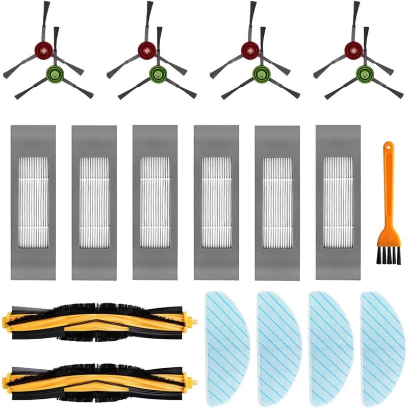 Stoffbürsten-Ersatzfilter-Zubehörset für Ecovacs N8 N8+ N8 Pro N8 Pro+ T8 T8+ T8 aivi T8 aivi+ T9 T9+ Roboter-Staubsauger (21-teilig)