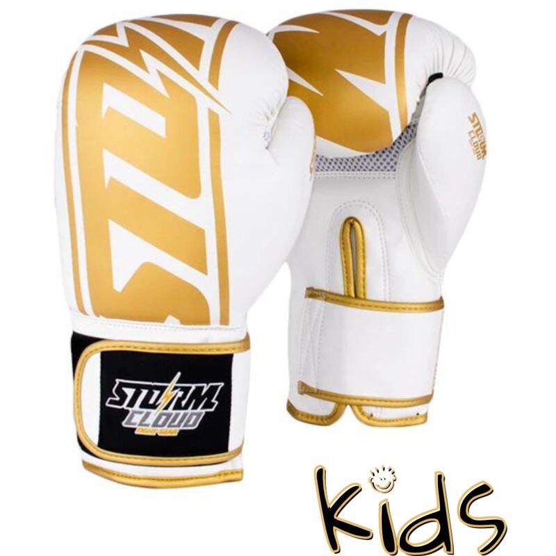 StormCloud Bolt 2.0 Boxhandschuhe für Kinder, Weiß/Gold, 6 oz, 6 oz
