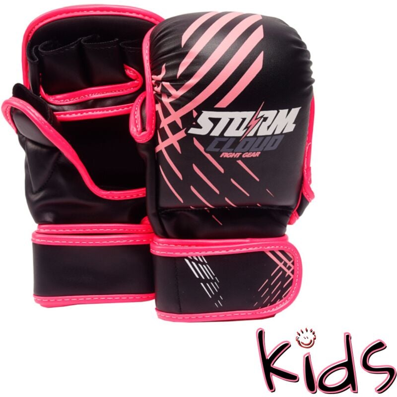 StormCloud Lynx Kinder MMA Handschuhe Schwarz/Pink 7oz Junior M