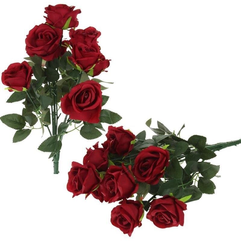 Strauß mit 9 Rosen, Kunstblumen, Rosen, fertige Rosenkomposition für eine 45 cm Vase – Rot
